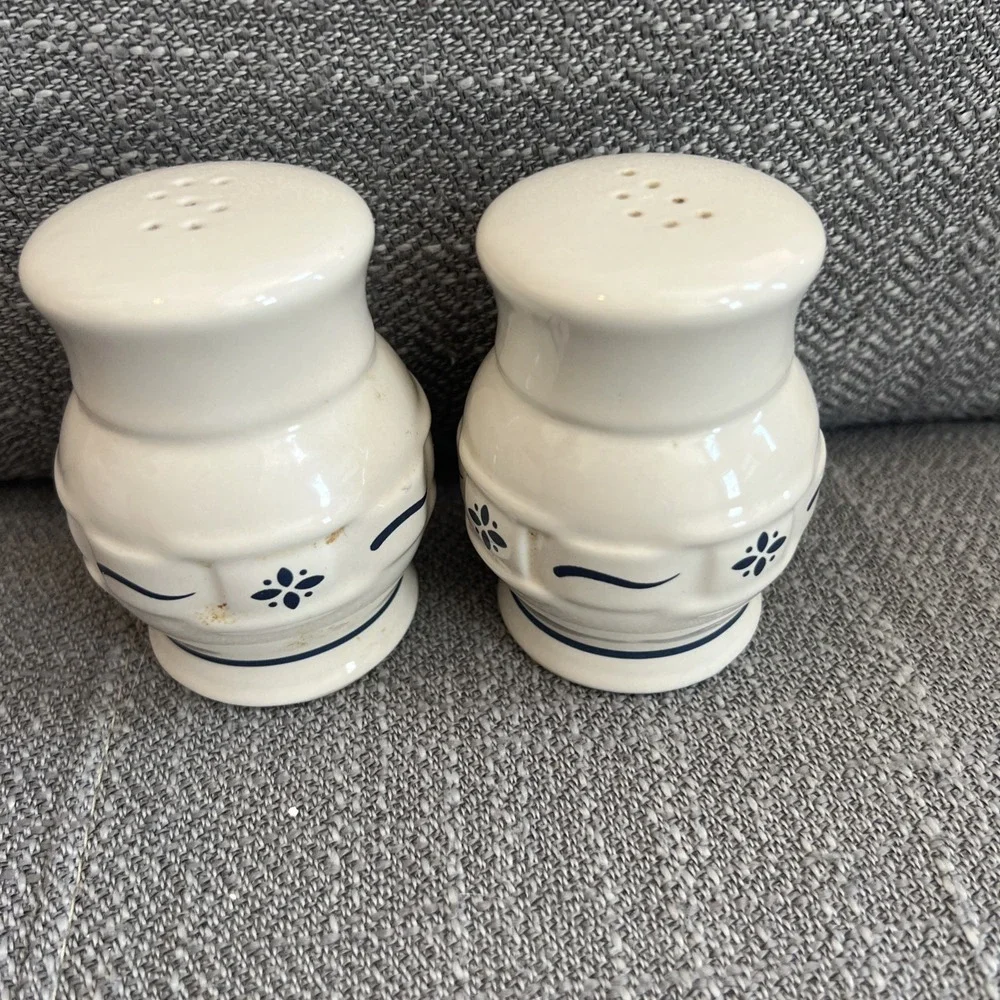 Longaberger Blue Woven Traditions Salt Pepper Shakers